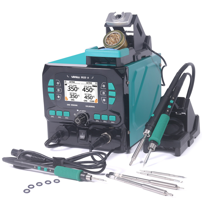 YIHUA992D-II mini hot air gun 210 precision mini rework station (with 3 air nozzles) JBC 2 Tool Nano Precision Rework Station