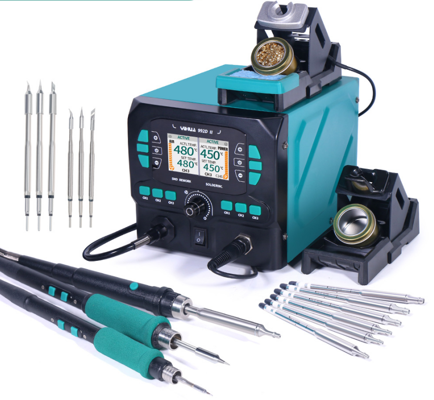 YIHUA992D-II package 2 mini hot air gun +210+245 (with 7 nozzles+6 extra tips 245 tips 3pcs 210tips 3pcs)