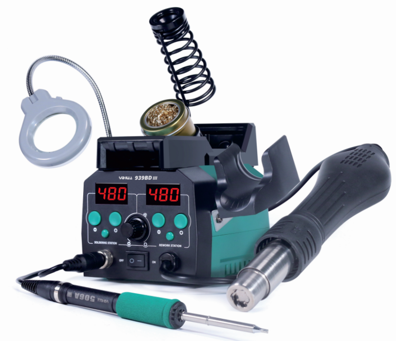 YIHUA938BD-III (hot air gun with T12 soldering iron with Miganifier)
