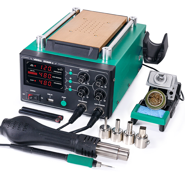 YIHUA853AAA-II ( seperator , C210 soldering iron, hot air gun 3in1 work together)